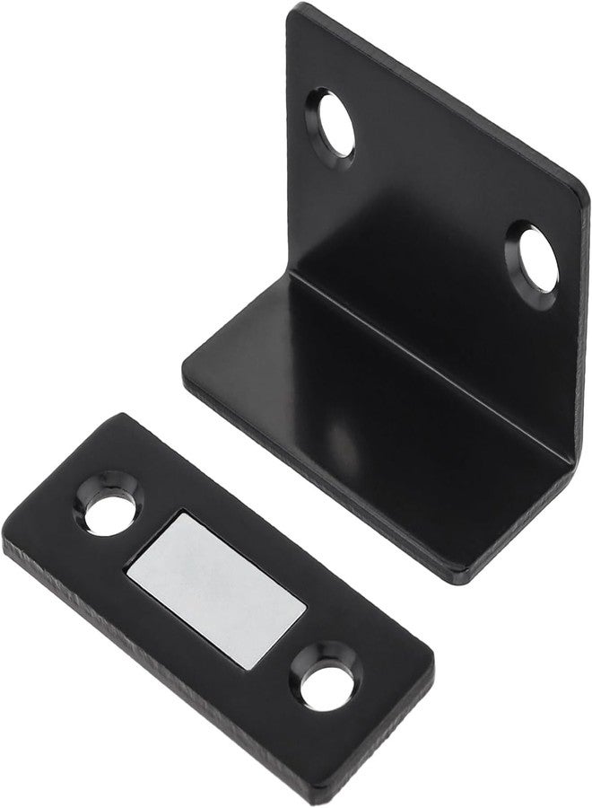 Boniry Magnetic Door Catch,Ultra Thin Cabinet Magnetic Catch with Strong Adhesive Sticker & Screws, Slim Drawer Magnets Locks Furniture Safety Latches (4, L-Shaped Black) - Image 3
